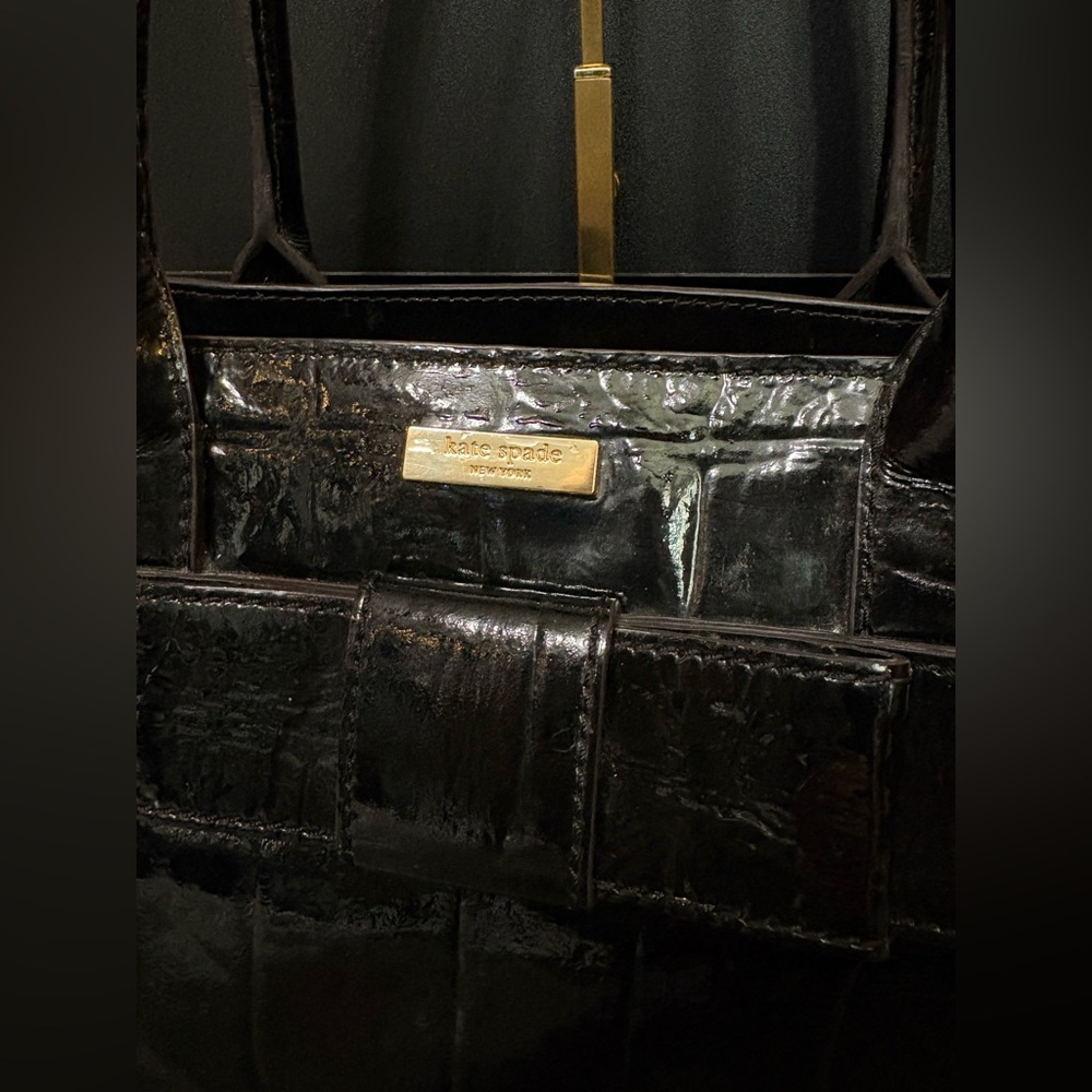 Kate Spade Black Crocodile Embossed Patent Leather Satchel - Picture 11 of 12